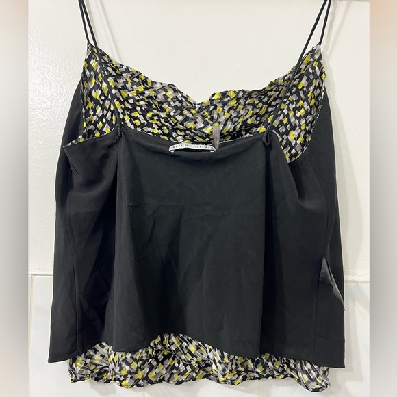 Alice + Olivia Small Harmon Silk Yellow/Black Cowl Neck Fairy Grunge Slip Tank - Picture 6 of 14